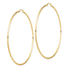 14k Polished 2x90mm Lightweight Round Tube Hoop Earrings