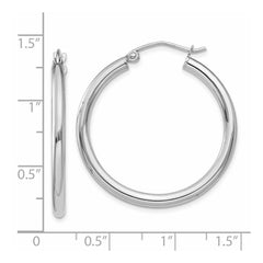 14K White Gold Polished 2.5mm Tube Hoop Earrings - 8
