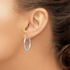 14K White Gold Polished 2.5mm Lightweight Tube Hoop Earrings - 10