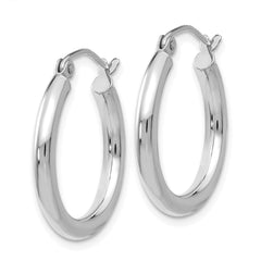14K White Gold Polished 2.5mm Tube Hoop Earrings - 9
