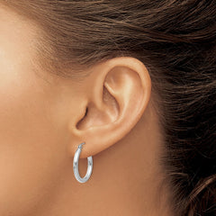 14K White Gold Polished 2.5mm Tube Hoop Earrings - 9