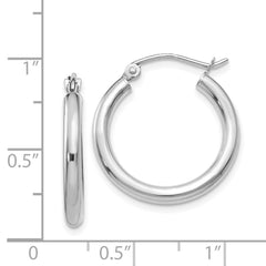 14K White Gold Polished 2.5mm Tube Hoop Earrings - 9