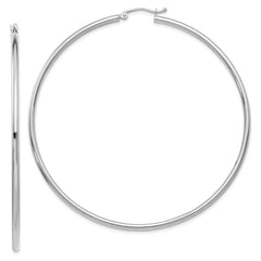 14K White Gold Polished 2.5mm Tube Hoop Earrings - 10