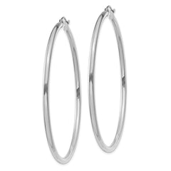 14K White Gold Polished 2.5mm Tube Hoop Earrings - 3