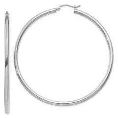 14K White Gold Polished 2.5mm Tube Hoop Earrings - 3