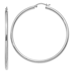 14K White Gold Polished 2.5mm Tube Hoop Earrings - 4
