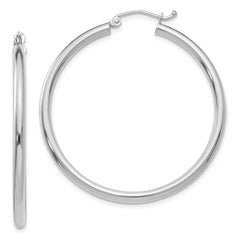 14K White Gold Polished 2.5mm Tube Hoop Earrings - 5