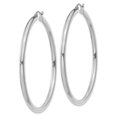14K White Gold Polished 3mm Tube Hoop Earrings - 9