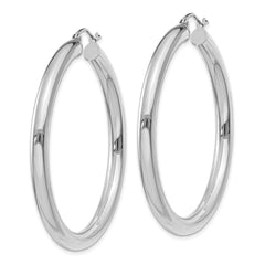 14K White Gold Polished 4mm Tube Hoop Earrings - 5