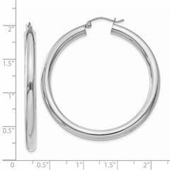 14K White Gold Polished 4mm Tube Hoop Earrings - 5