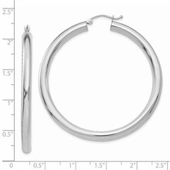 14K White Gold Polished 4mm Tube Hoop Earrings - 6