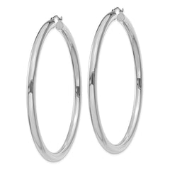 14K White Gold Polished 4mm Tube Hoop Earrings - 9