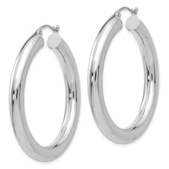 14k White Gold Polished 5mm Tube Hoop Earrings - 2