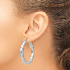 14k White Gold Polished 5mm Tube Hoop Earrings - 2