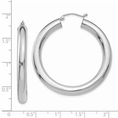14k White Gold Polished 5mm Tube Hoop Earrings - 2
