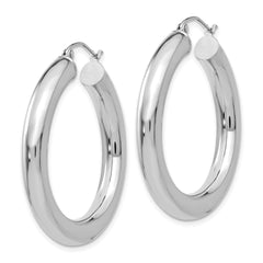 14k White Gold Polished 5mm Tube Hoop Earrings - 3