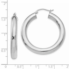 14k White Gold Polished 5mm Tube Hoop Earrings - 3
