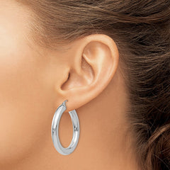 14k White Gold Polished 5mm Lightweight Hoop Earrings - 4