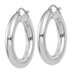 14k White Gold Polished 5mm Lightweight Hoop Earrings - 2