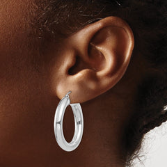 14k White Gold Polished 5mm Lightweight Hoop Earrings - 2