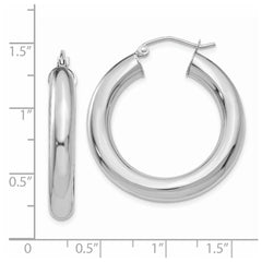 14k White Gold Polished 5mm Lightweight Hoop Earrings - 2