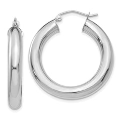 14k White Gold Polished 5mm Lightweight Hoop Earrings - 2