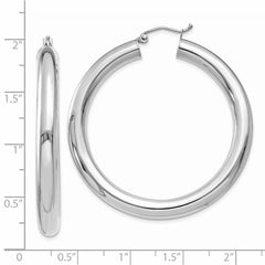 14k White Gold Polished 5mm Lightweight Hoop Earrings - 3