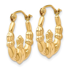 14k Polished Claddagh Hoop Earrings - 3