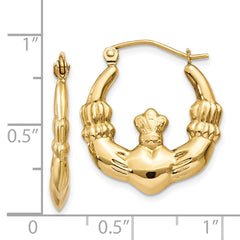 14k Polished Claddagh Hoop Earrings - 4