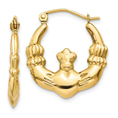 14k Polished Claddagh Hoop Earrings - 4