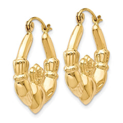 14k Polished Claddagh Hoop Earrings - 2