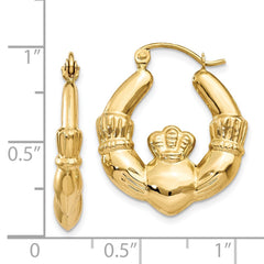 14k Polished Claddagh Hoop Earrings - 2