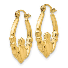 14k Polished Claddagh Hoop Earrings - 5