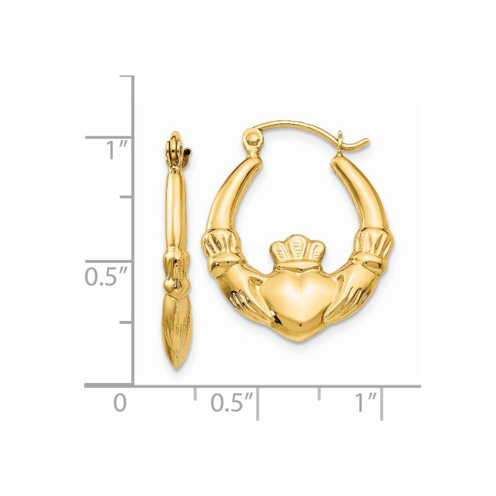 14k Polished Claddagh Hoop Earrings - 5