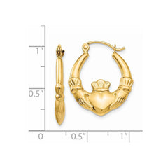 14k Polished Claddagh Hoop Earrings - 5
