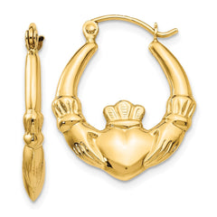 14k Polished Claddagh Hoop Earrings - 5