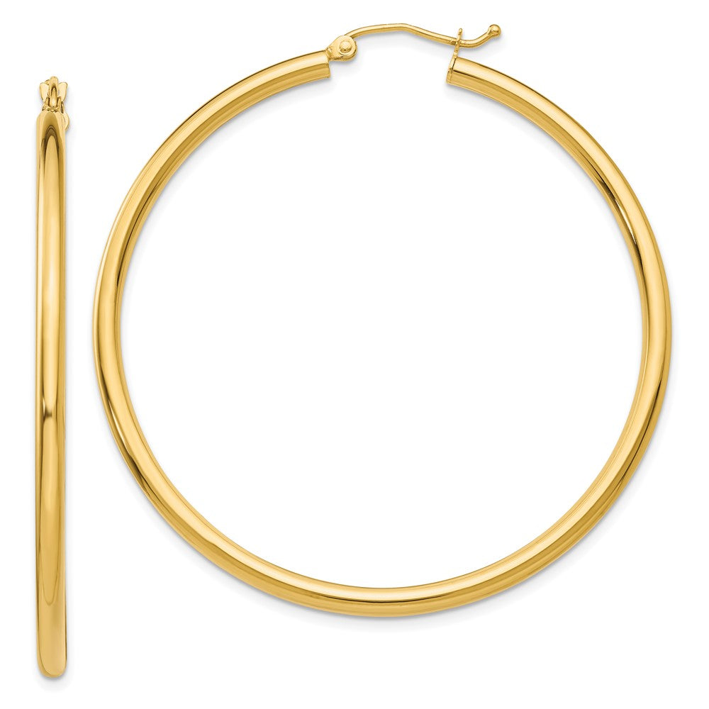 14K Polished 2.5mm Tube Hoop Earrings - 4