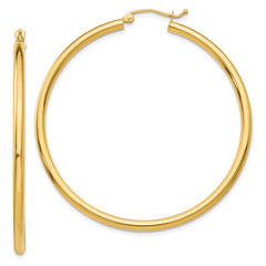 14K Polished 2.5mm Tube Hoop Earrings - 4