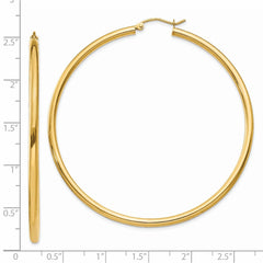 14K Polished 2.5mm Lightweight Tube Hoop Earrings - 5