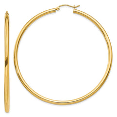 14K Polished 2.5mm Lightweight Tube Hoop Earrings - 5