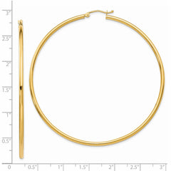 14K Polished 2.5mm Tube Hoop Earrings - 5
