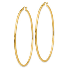 14K Polished 2.5mm Lightweight Tube Hoop Earrings - 2