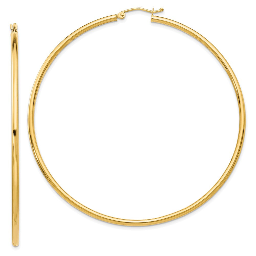 14K Polished 2.5mm Tube Hoop Earrings - 5