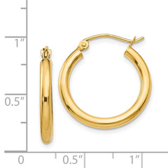 14K Polished 2.5mm Lightweight Tube Hoop Earrings - 3