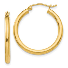 14K Polished 2.5mm Tube Hoop Earrings - 2
