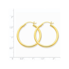 14K Polished 2.5mm Tube Hoop Earrings - 7