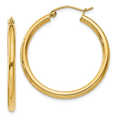 14K Polished 2.5mm Tube Hoop Earrings - 7