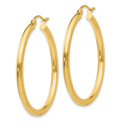 14K Polished 2.5mm Tube Hoop Earrings - 8