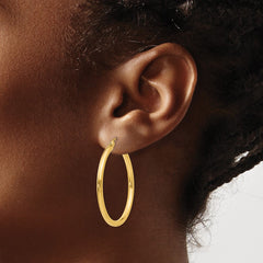 14k Polished 2.5mm Lightweight Tube Hoop Earrings - 2