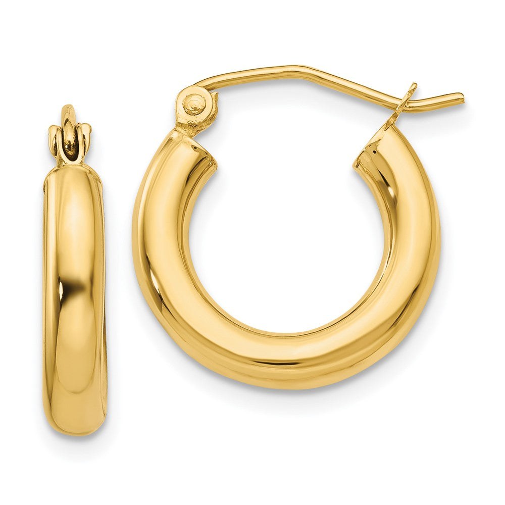 14K Polished 3mm Tube Hoop Earrings - 2